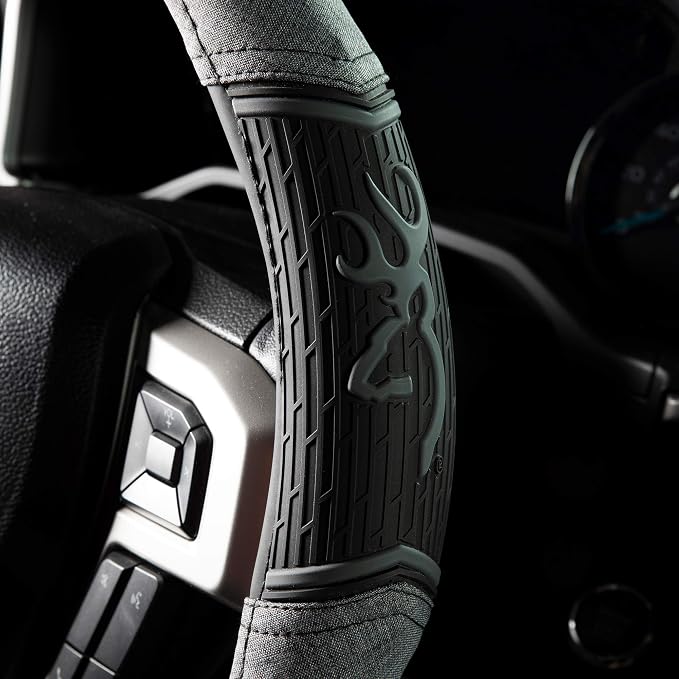 Browning Steering Wheel Covers for Car, Truck, and SUV, Durable Steering Wheel Cover Protection, Chevron (Heather Black)