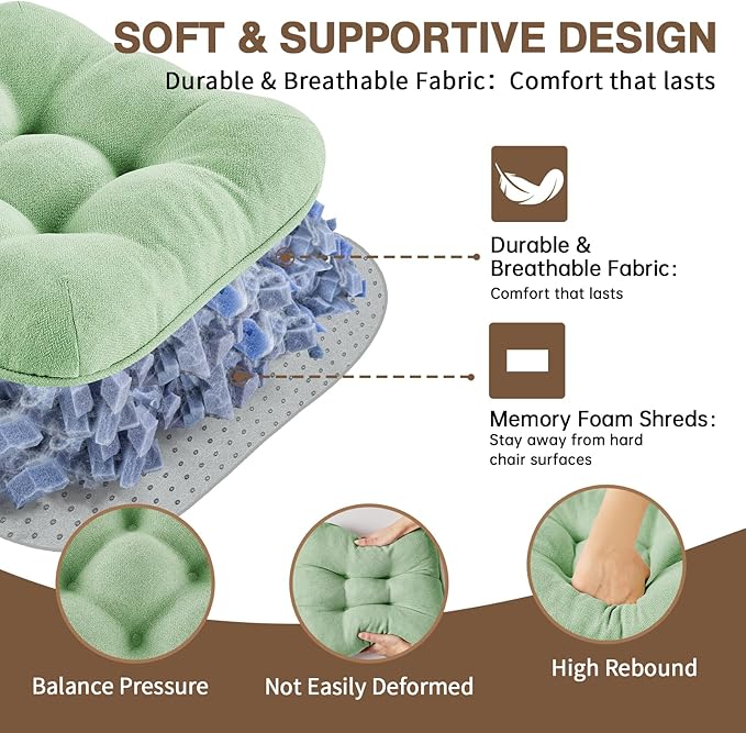BETU Chair Cushions for Dining Chairs Set of 4,3.5" Thick Green Kitchen Chair Cushions Chair Pads with Ties,Non Slip Backing,Home Room Decor Seat Cushion,Bar,Patio Folding Chairs15.5"X15.5"X3.5"Green