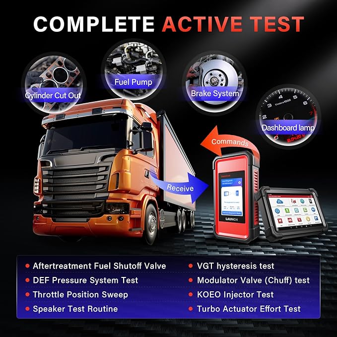 LAUNCH X431 Remote Assisted Diagnostic Tool, Heavy Duty Truck Scanner, Bidirectional Diesel Scan Tool for 24V HD Trucks & Commercial Vehicle, Support CANFD&DOIP, Semi Trucks All System Diagnostic Tool