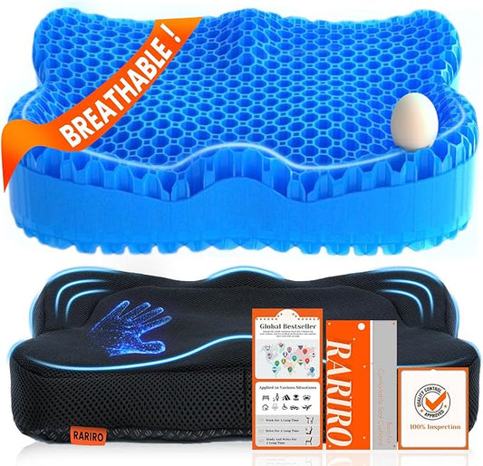 Gel Seat Cushion for Long Sitting(Enlarged & Thickened), Cooling Pressure Relief Seat Cushion for Wheelchair, Driving, Kayak, Office Desk Chair Seat Pad Gel for Heavy People[Blue-2.75" Thick]