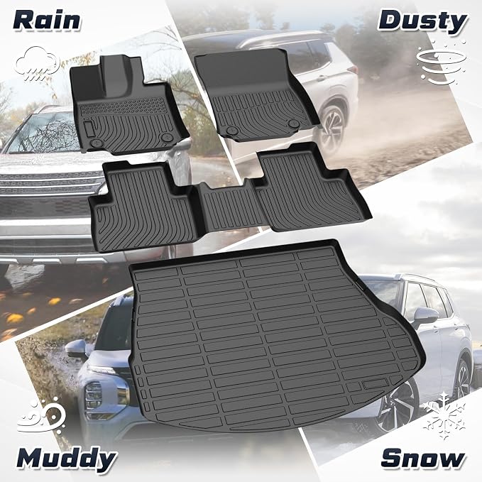 Sunsdrew Floor Mats Cargo Liner for 2022-2026 Lexus NX 250/NX 350/NX 350h/NX 450h+, All Weather Floor Liners & Trunk Cargo Mat NX350 Accessories Car Mats TPE Rubber Raised Edge