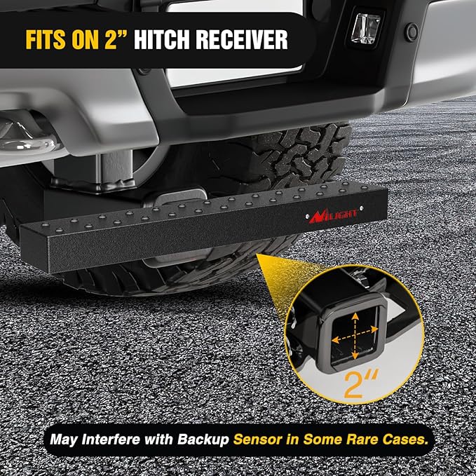 Nilight Hitch Step with 2" Hitch Receiver Rear Bumper Guard Protector 23.5 Inch with 5/8" Hitch Pin Clip Upgraded Textured Black Anti Slip Hitch Step Bar for Pickup Truck Car SUV