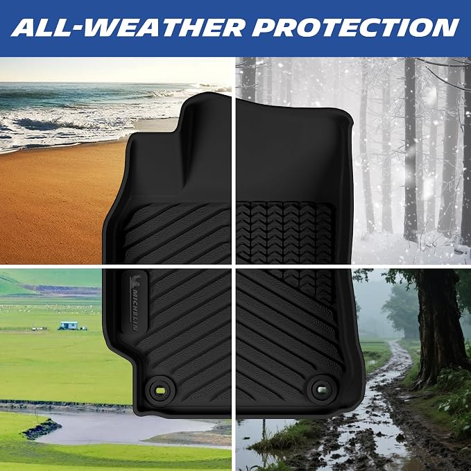 Michelin Floor Mats, Premier Series All-Weather TPE Custom Fit Liner for Toyota Camry 2012-2017 Floor Mats (3 Piece)