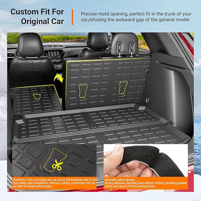 powoq Cargo Mat Compatible with 2021-2026 Chevy Trailblazer Backrest Mat (Only for Upper Deck) Replacement for 2021-2023 2024 2025 2026 Chevy Trailblazer Accessories (Trunk Mat+Backrest Mats)