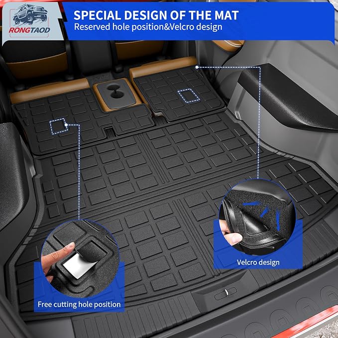 Rongtaod Floor Mats Compatible with 2014-2020 Nissan Rogue Trunk Liner Cargo Liner Cargo Mat All Weather Back Seat Cover Protector 2019 Nissan Rogue Accessories (Backrest Mats+Trunk Mat+Floor Mats)