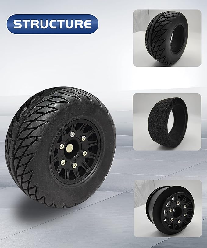 RC Short Course Truck Tires with Foam Inserts for 1/10 Scale Arrma Senton Tires Traxxas Slash Tires Axial Redcat Rc4wd Hex Detachable Replacement 17mm 14mm 12mm RC Wheels and Tires