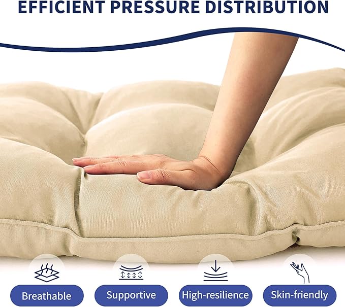 IPYNBAP Outdoor Bench Cushion, 48x18x5 Inch, Waterproof Bench Cushion for Outdoor/Indoor Furniture, Tufted Patio Bench Seat Cushion, Fade Resistant Outdoor Cushions for Porch Swing Couch, Beige