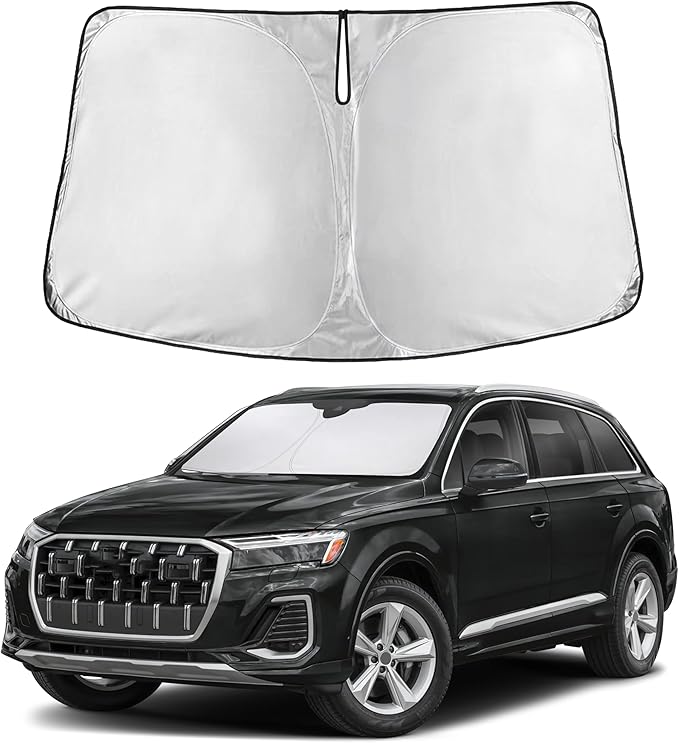 Autovir Windshield Sun Shade Fit for 2016-2024 2025 2026 Audi Q7 Sun Shade, Front Window Sun Visor, UV Protection, Heat Blocker, Foldable Car Accessories