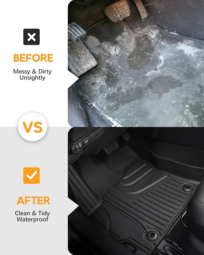 Floor Mats & Trunk Mat for Honda Civic Sedan 2016-2021 - AOMSAZTO All Weather TPE Custom Fit Floor Liners for Civic Si 2017 2018 2019 2020 2021 1st & 2nd Row & Cargo Liner Full Set, Black