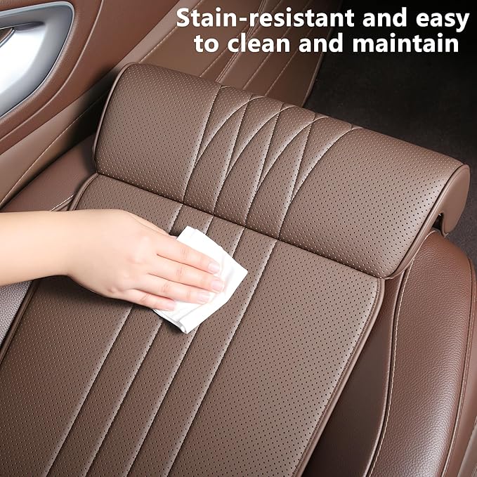 Car Seat Extender Leg Extender Support Cushion for Driver Seats Office Chair, Leather Auto Bottom Seat Protector Cover with Leg Extender, Car Seat Cushion Legs Rest Pads, Brown