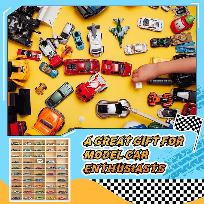 Seenelling Hot 1/64 Diecast Wheels Display Case Holds Toy Cars Wooden Wall Mount Car Display Shelf Storage Organizer Case for Toy Collectibles, Wheel, Model, 10 Layers (150 Spaces in Total)