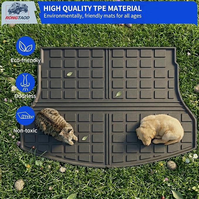 Rongtaod Cargo Mat Compatible with 2014-2020 Nissan Rogue Trunk Mat Cargo Liner All Weather Back Seat Cover Protector 2019 Rogue Accessories (Backrest Mats+Trunk Mat)