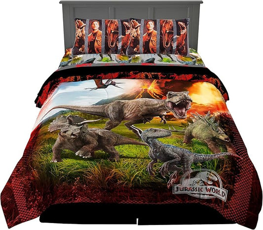 Franco Kids Bedding Super Soft Microfiber Comforter and Sheet Set, 5 Piece Full Size, Jurassic World