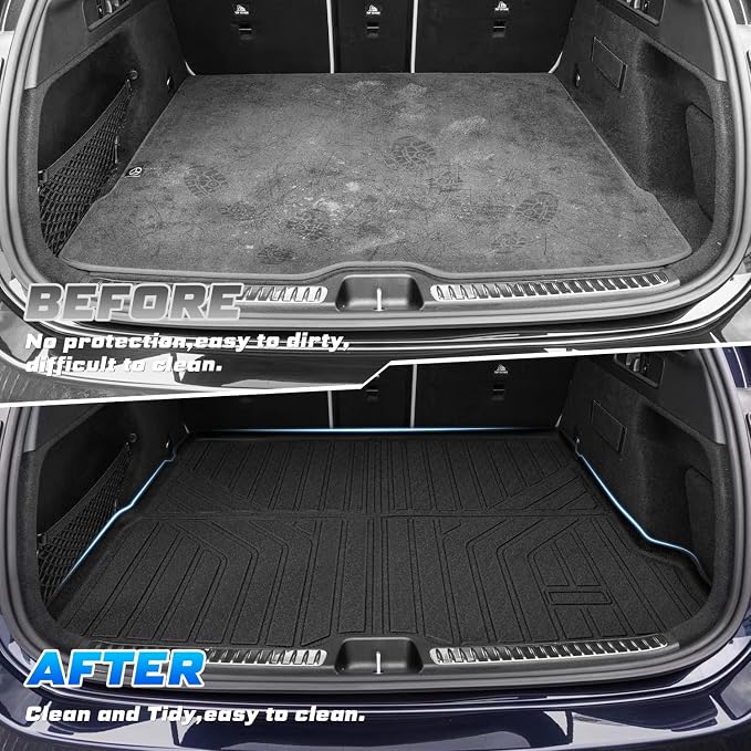 Sunsdrew Trunk Cargo Mat for 2023-2025 2026 Mercedes Benz GLC/GLC 300/GLC 43 AMG (Not for Coupe), Rear Trunk Cargo Liner All Weather Protection GLC Accessories TPE Rubber Raised Edge