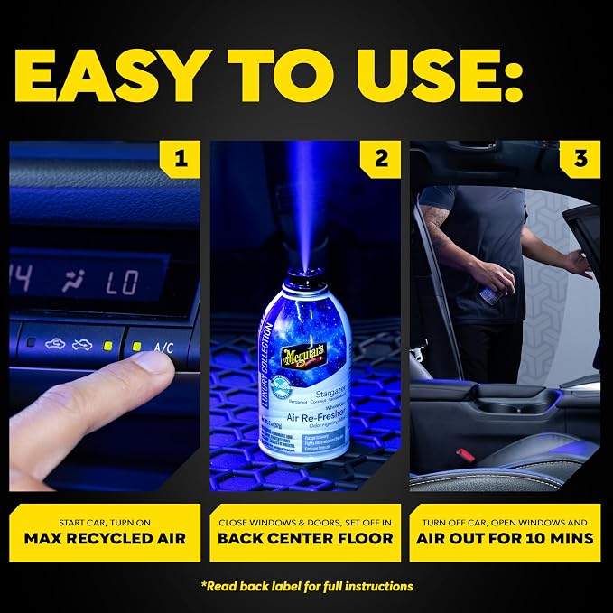 Meguiar’s Car Air Refresher Odor Fighting Mist,Stargazer, Long-Lasting Car Air Freshener Fights Strong and Unwanted Vehicle Smells while Refreshing Interiors with a Refreshing Scent, 2 oz Aerosol