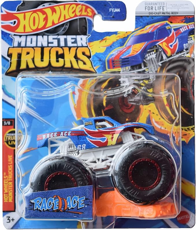 Hot Wheels Monster Trucks Race Ace, 2023 Connect and Crash Car