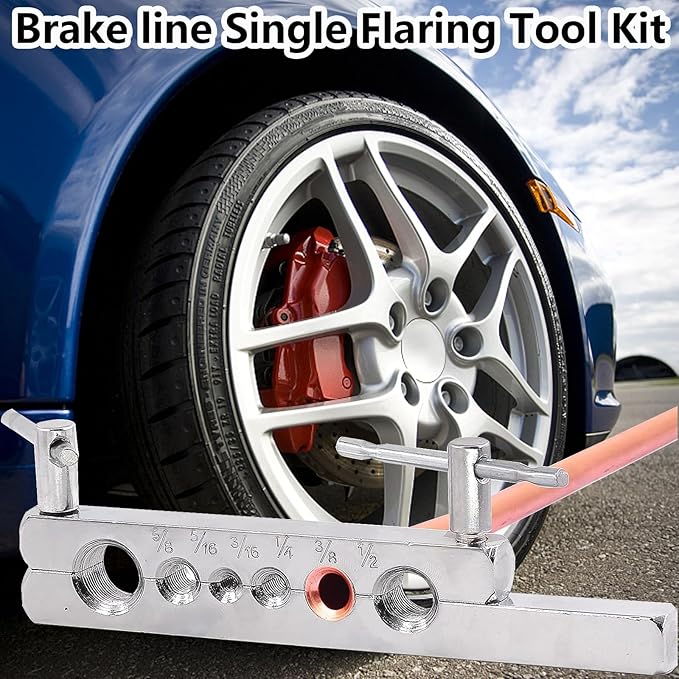 smseace 55Pack 3/16 Inch+3/16 Inch Brake line kit Include 25 FT Copper-Plated Brake Lines with Fitting(32pcs Fittings,4pcs Union+8pcs Nut) Brake line Bender,Single Flare Tool,Cutter Brake line kit