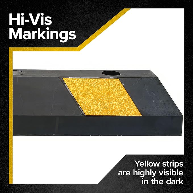Guardian 3' Parking Stopper for Garage, Rubber Curb, Mounting Holes