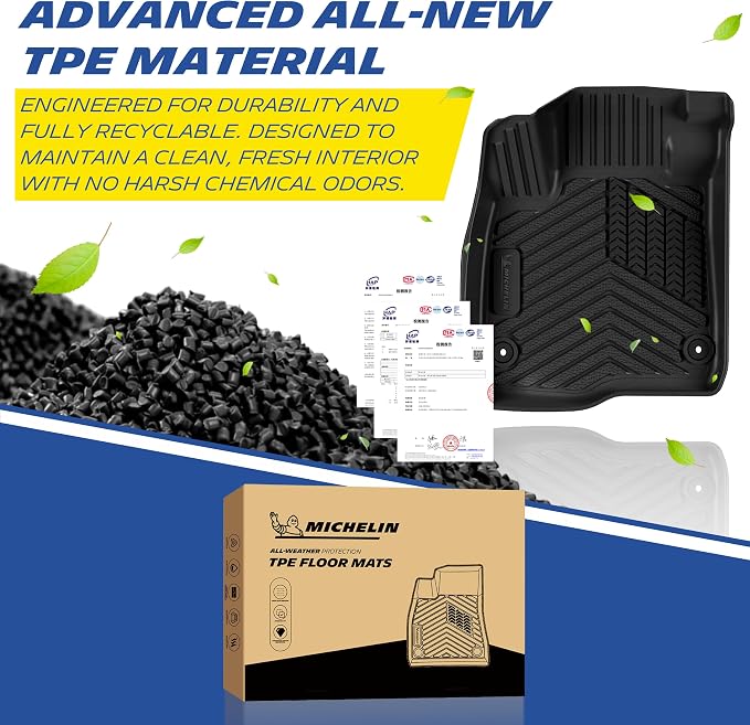 Michelin Vehicle Mats, Premier Series All-Weather TPE Custom Fit Liner for Honda CR-V Gasoline & Hybrid & e:FCEV 2023-2026 Floor Mats(3 Piece)