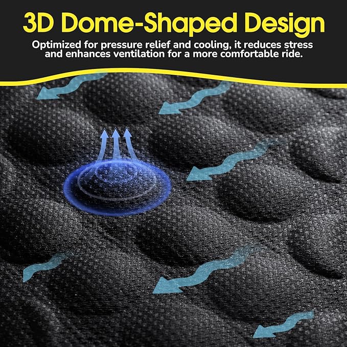 Foldable Motorcycle Gel Seat Cushion with Sunshade Cover – 3D Dome-Shaped High Elasticity Shock Absorption Seat Pad, Comfort & Butt Protection for Long Rides, Stay Cool & Comfortable