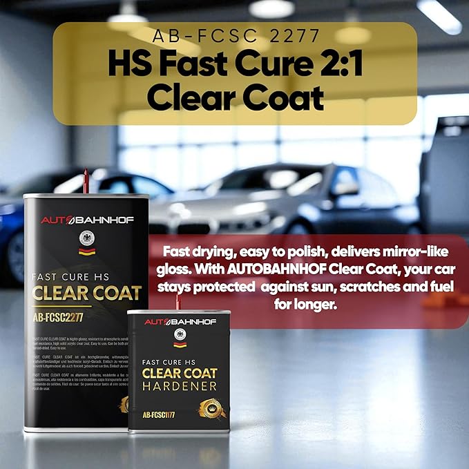 AB-FCSC 2277 HS Fast Cure 2:1 Clear Coat + AB-FCSC1177 Hardener High Temp – | Rapid Dry, Superior Gloss & Durability | Professional Car Coating