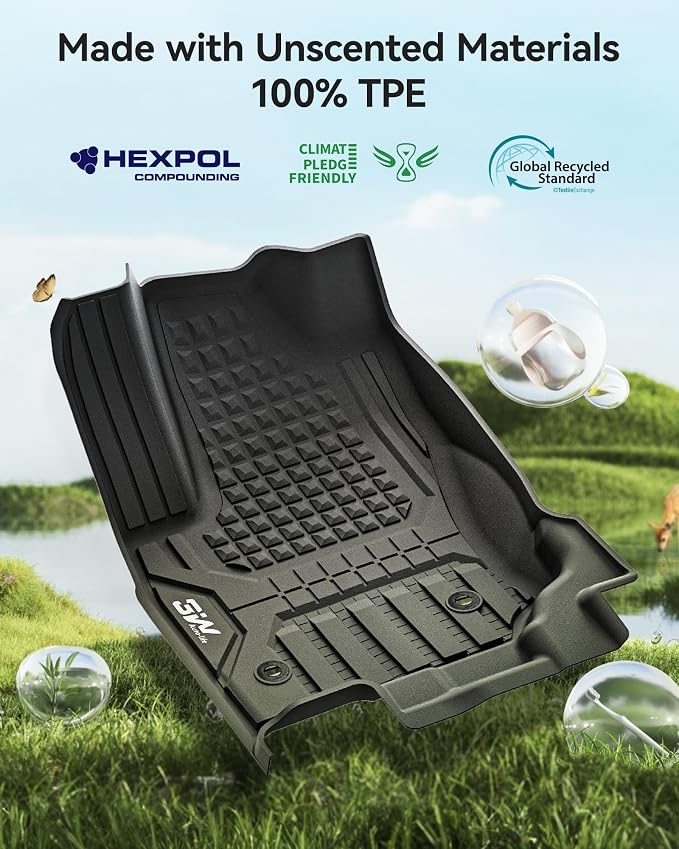 3W Floor Mats Fit for Toyota 4 Runner 2025 2026(Only Fit Hybrid), TPE All Weather Custom Fit Floor Liner for 4Runner Accessories 1st and 2nd Row Full Set Car Mats Easy Clean, Black