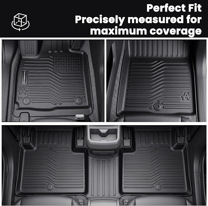 Auxko All Weather Floor Mats Cargo Mat with Backrest Mat for 2027 Kia Telluride Hybrid TPE Liners Accessories Guard Odorless Anti-Slip Floor Liners Trunk Tray with Back Seat Protectors