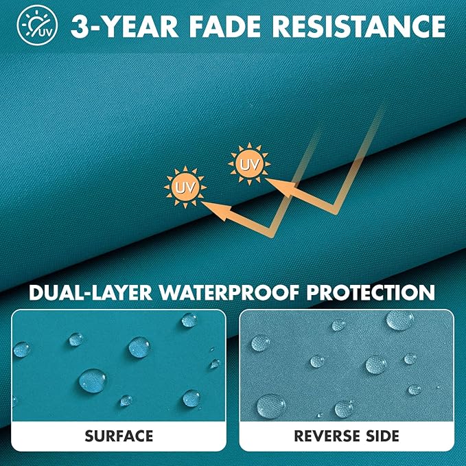MIULEE Turquoise 18.5 x 16 x 3 Outdoor Chair Cushions Waterproof Patio Chair Cushions with Adjustable Straps Set of 2 for Patio Furniture 3-Year Color Fastness Garden Sofa Couch