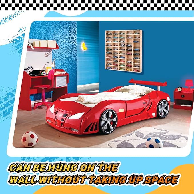 Seenelling Hot 1/64 Diecast Wheels Display Case Holds Toy Cars Wooden Wall Mount Car Display Shelf Storage Organizer Case for Toy Collectibles, Wheel, Model, 10 Layers (150 Spaces in Total)