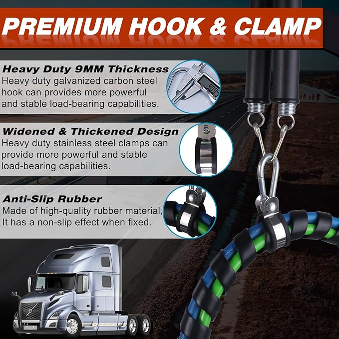 CheeMuii 20" Double Tender Spring Kit with Trailer Hose Holder Heavy Duty Tender Spring for Semi Truck Air Lines Kit 3 in 1 Air Lines Holder for Semi Truck Trailer Tractor