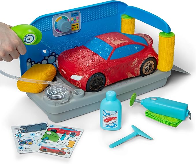 Melissa & Doug Spray & Shine Car Wash Color-Changing Water Toy Play Set Boys and Girls 3+