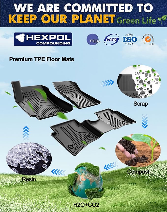 Original Rio Floor Mats for 2018-2024 Kia Rio Sedan & Hatchback Models - Custom Fit TPE Heavy Duty Non Slip Floor Mats 1st and 2nd Row - All Weather Black Car Mats for Rio 2018-2024