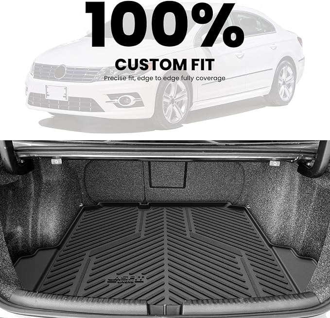 LASFIT Trunk Mat for Volkswagen Jetta 2011-2018, Custom Fit All-Weather TPE Rubber Cargo Mat for VW Jetta Accessories Trunk Liner Cargo Liner, Waterproof, Easy to Clean, Black