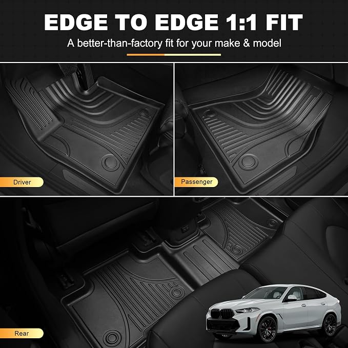 X6 Floor Mats & Cargo Liners Compatible with 2020-2025 2026 BMW X6 | AOMSAZTO All Weather Floor Mats for X6 Accessories Anti Skid Floor Liners Trunk Mat