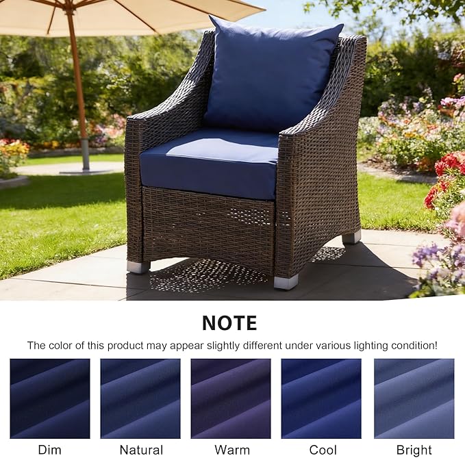 Outdoor Deep Seat Cushion Set, 24x24 Inch Water-Resistant & Fade-Resistant Outdoor Chair Cushions, Patio Furniture Cushions with Removable Cover for Patio Chair, Sofa,Navy Blue (Set of 4)