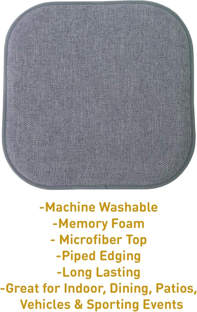 Sweet Home Collection Chair Cushion Memory Foam Pads Honeycomb Pattern Slip Non Skid Rubber Back Rounded Square 16" x 16" Seat Cover, 6 Pack, Alexis Blue/Gray