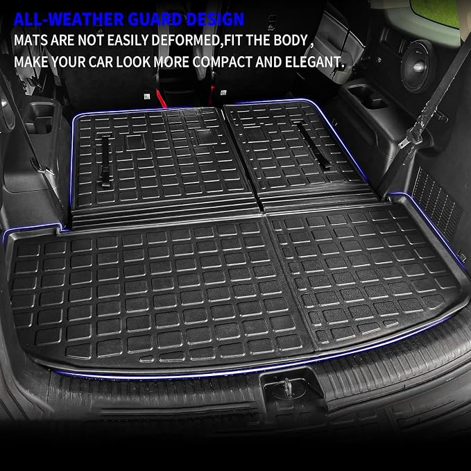 Rongtaod Cargo Mat Compatible with 2020-2025 Kia Telluride (Not for 2027) Cargo Liner Trunk Mat TPE All Weather Back Seat Cover Protector 2024 Telluride Accessories (Trunk Mat with Backrest Mat)