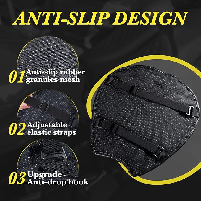 Foldable Motorcycle Gel Seat Cushion with Sunshade Cover – 3D Dome-Shaped High Elasticity Shock Absorption Seat Pad, Comfort & Butt Protection for Long Rides, Stay Cool & Comfortable