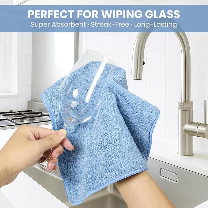 Microfiber Cleaning Cloth, 34 Pack Assorted Color Cleaning Rags for Housekeeping, Colorful Reusable Microfiber Towels for Car, Kitchen, Bathroom and Household Cleaning Supplies, 11.8"X11.8"