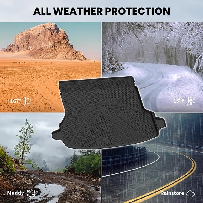 LASFIT Cargo Mat for Subaru Forester 2024 2023 2022 2021 2020 2019, All Weather TPE Custom Fit Easy Clean Durable No-Curling Trunk Mat for Forester 2019-2024 Cargo Tray Liner,Black