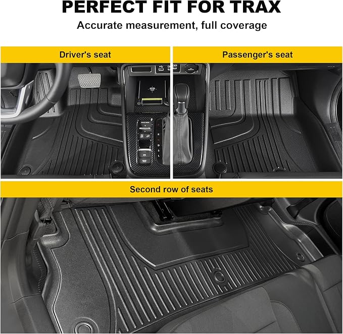 Original 2024 2025 2026 Trax Floor Mats for Chevrolet/Chevy Trax LS/1RS/LT/2RS/ACTIV Models - TTX LIGHTING Floor Liners Custom Fit 2025 2026 Chevy Trax 1st and 2rd Row Car Mats Interior Accessories