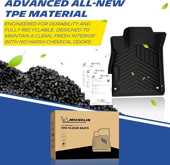Michelin Vehicle Mats, Premier Series All-Weather TPE Custom Fit Liner for Honda Accord Gasoline & Hybrid 2018-2022 Floor Mats A(3 Piece)