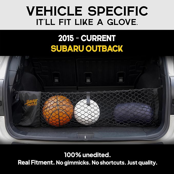 Envelope Cargo Net for Subaru Outback - Fits 2015-Current - Upgraded 5mm Bungee - Integrated Storage Bag - Heavy Duty Hooks - Designed in USA