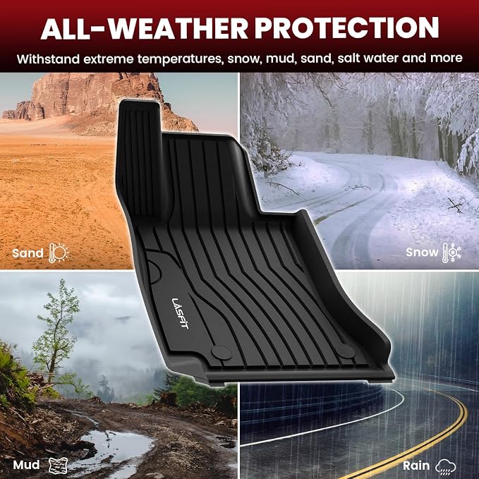 LASFIT Floor Mats for Mercedes Benz C Class 2026 2025 2024 2023 2022 C300 / C43 AMG / C63 AMG S E (Fit Sedan Only), All Weather TPE Floor Liners for C Class Car Mats, 1st & 2nd Row Set