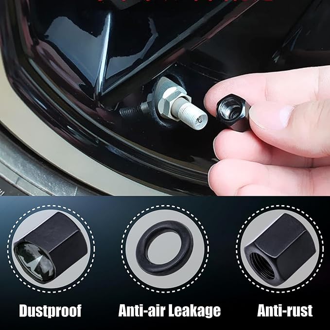 TACTILIAN Car Tire Valve Stem Caps for Tesla Model 3, S, Y, X Accessories | Leakproof Aluminum Tire Valve Caps 4 Pack with Rubber O-Rings Compatible with Tesla Model Y Accessories 2025