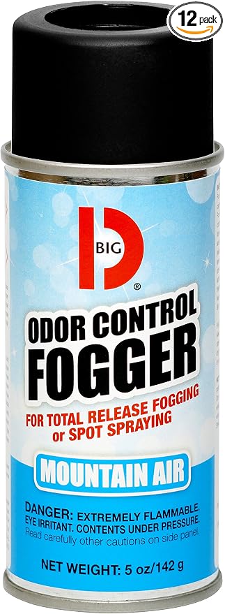Big D 344 Odor Control Fogger, Mountain Air Fragrance-Kills odors from fire, flood, decomposition, skunk, cigarettes, musty smells-Ideal for use in cars, property management, hotels ,5 oz (Pack of 12)