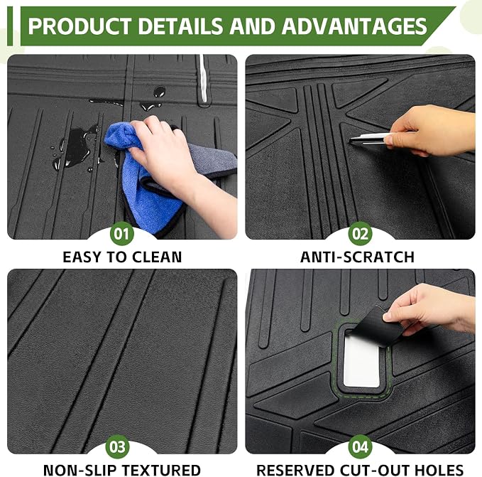 Cargo Liners for 2018-2024 Ford Expedition Max/Lincoln Navigator L Trunk Mat with Seat Back Cover Accessories, All Weather Rear Cargo Mat Backrest Protector(Only for Max & L Models)
