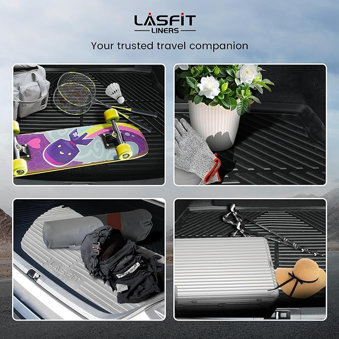 LASFIT Trunk Mat with Backrest Mat for Chevrolet Chevy Traverse 2009-2017/Buick Enclave 2008-2017, All Weather TPE Custom Fit Cargo Mat Trunk Liner with Backrest Mat, Black