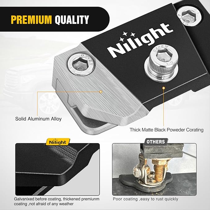 Nilight LED Light Bar Mounting Bracket 2PCS Universal Adjustable Pillar Hood Work Lamp Mount Clamp Holder for Off-Road Truck SUV, Black