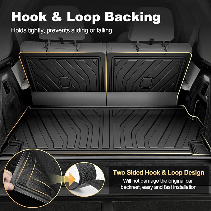 Cargo Liner & Third Row Seat Back Mats Compatible with 2019-2026 BMW X7 G07 (Not for 2021-2022 X7 50i / 2025 X7 40i): AOMSAZTO Custom Fit 2019-2026 BMW X7 All Weather Anti Skid TPE Trunk Liner